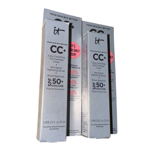 It Cosmetics CC Full Coverage Foundation SPF 50 Light Travel Size 2 Pack Luxury - Picture 2 of 9